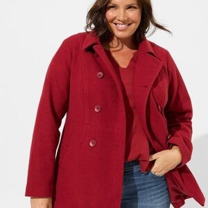 Torrid cherry red pea coat